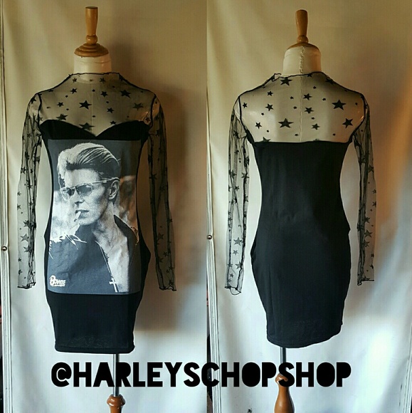 DAVID BOWIE SIZE LARGE STAR MESH DRESS - Picture 8 of 8